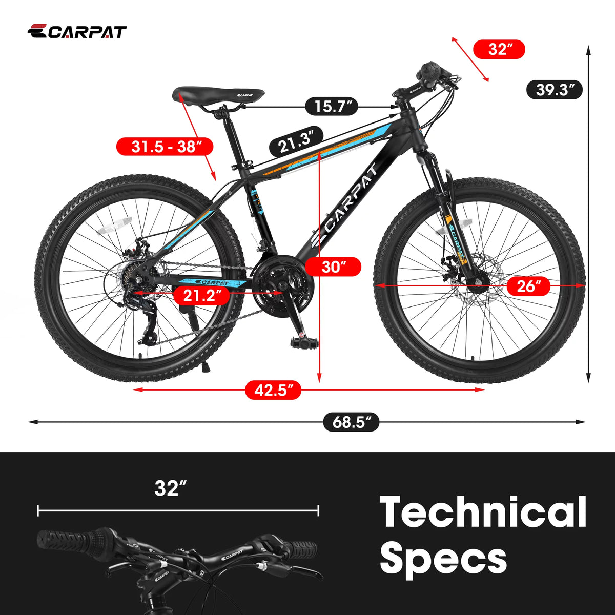 26 inch Mountain Bike with 21 Speed & Disc Brakes G56654