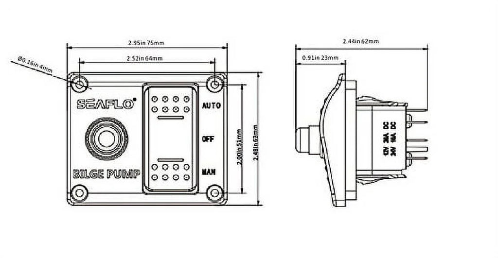3-Way Bilge Pump Switch Panel 12v 24v with Fuse Holder M485