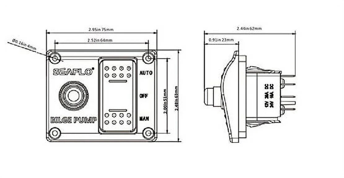 3-Way Bilge Pump Switch Panel 12v 24v with Fuse Holder M485