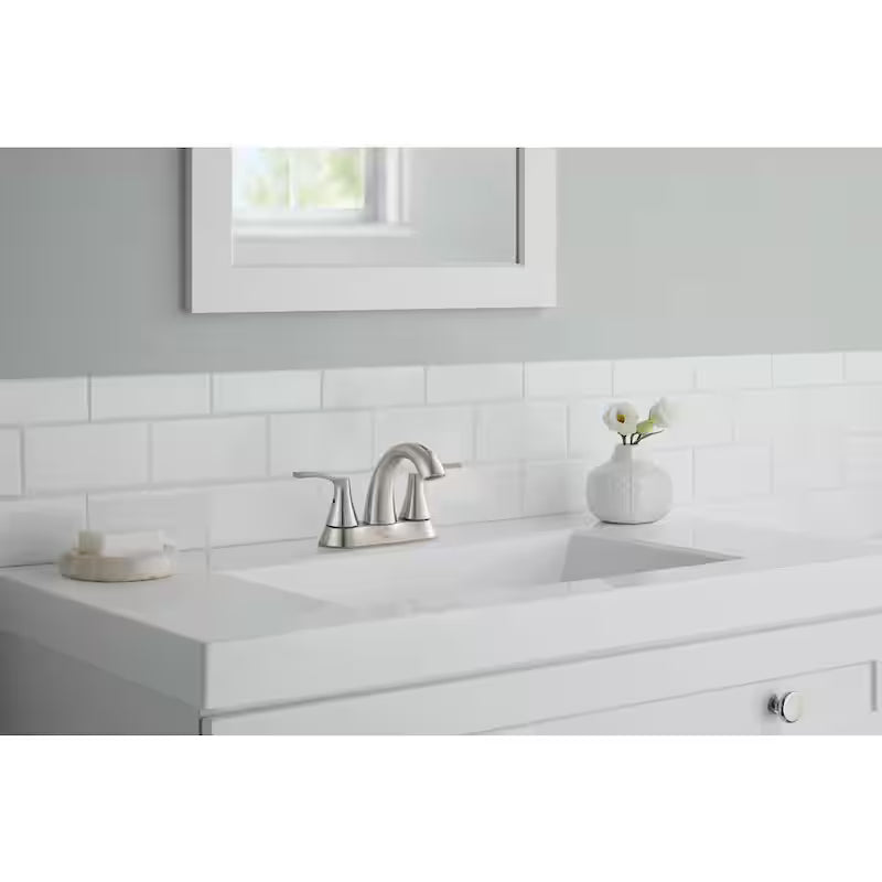 4 in. Centerset Double-Handle High-Arc Bathroom Faucet in Brushed Nickel A236