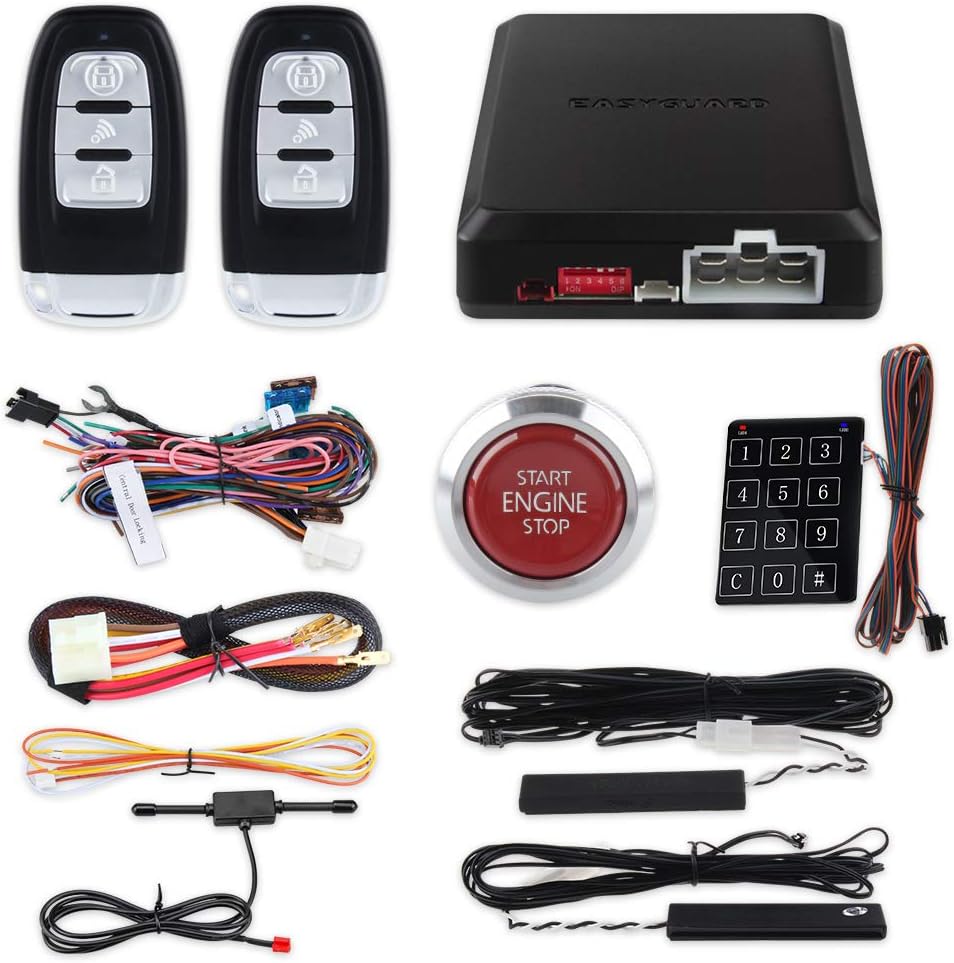 Smart Key PKE Car Alarm with Push Engine Start Button DC12V Q36622