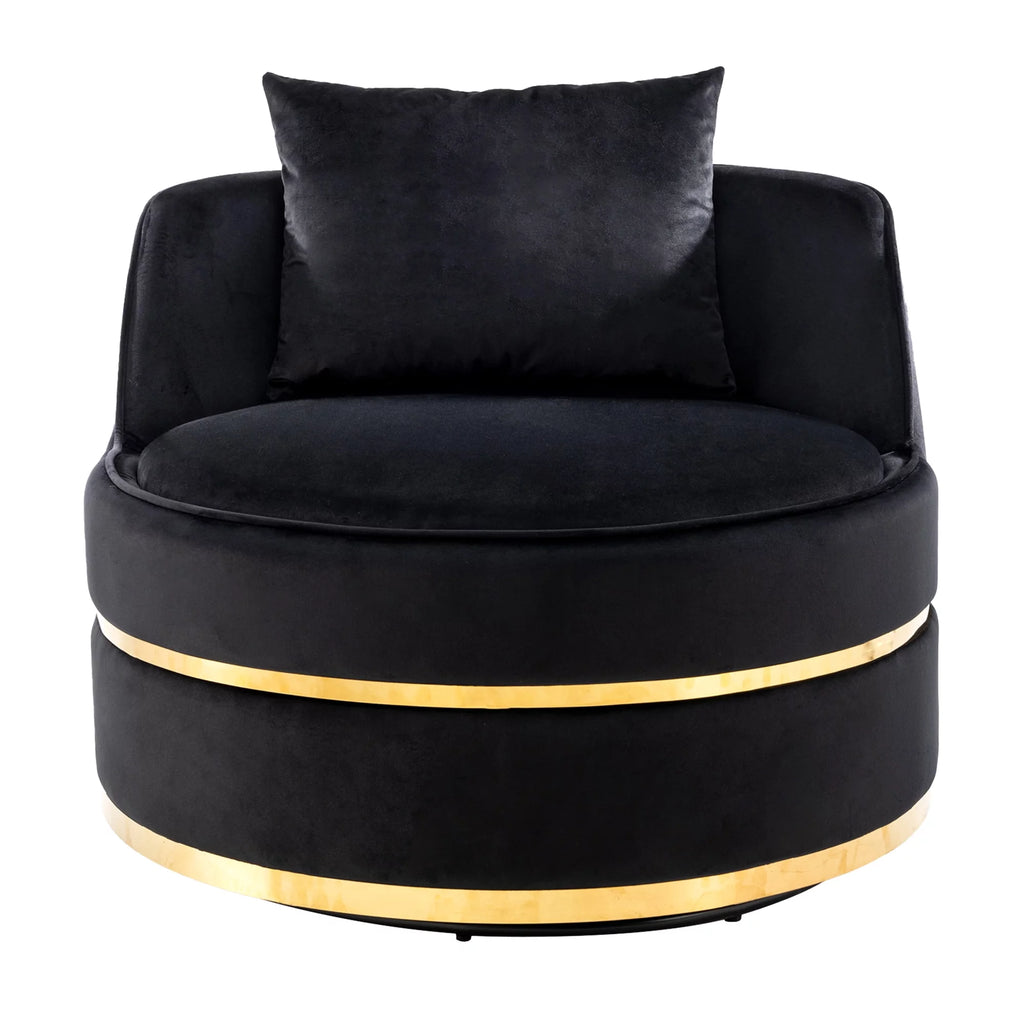 Black Velvet Swivel Barrel Chair O66248