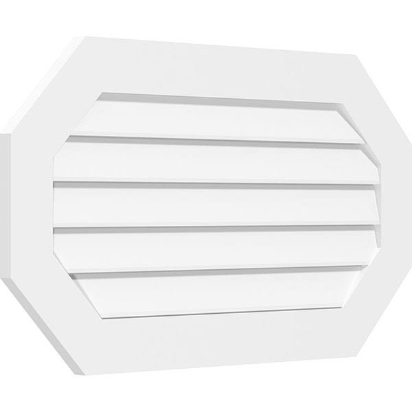 32x22W x 22x22H Horizontal Elongated Octagon Surface Mount PVC Gable Vent Q844076