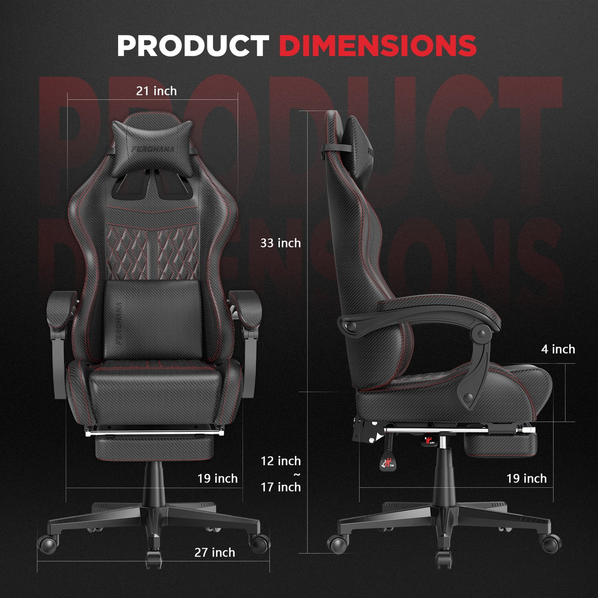 Black Gaming Chair with Footrest and Massage Lumbar Support I66028