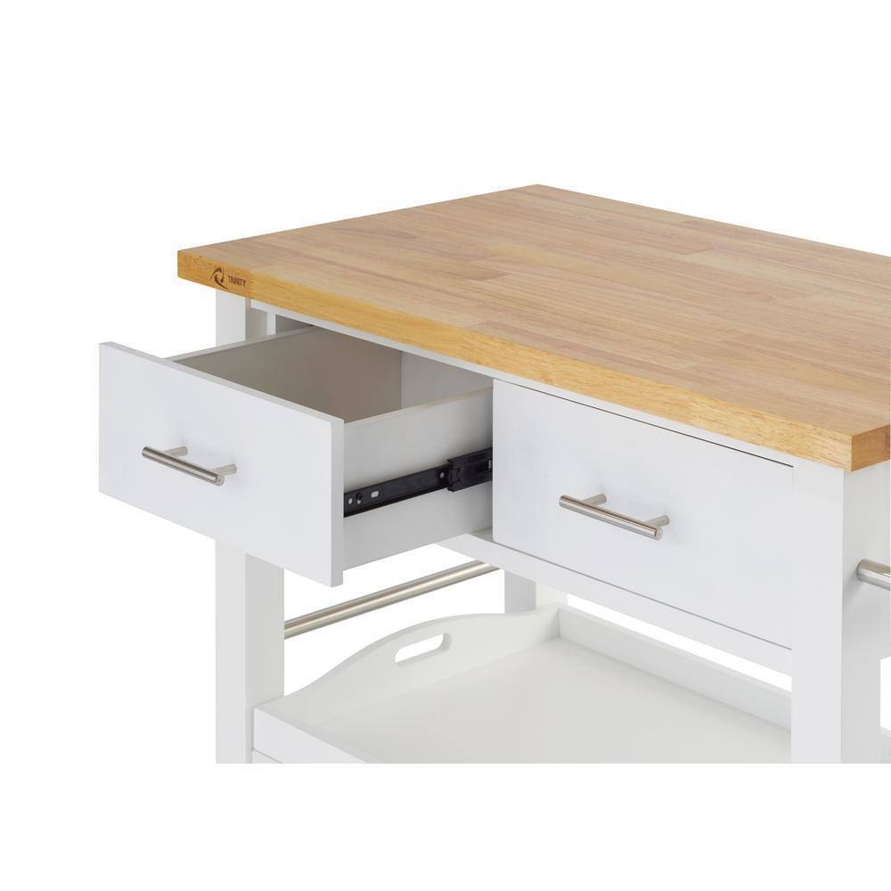 White Wood Kitchen Cart with Drawers Z9042