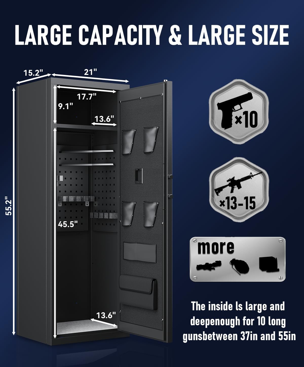 Biometric Rifle Gun Safe with 3 Removable Gun Racks E776