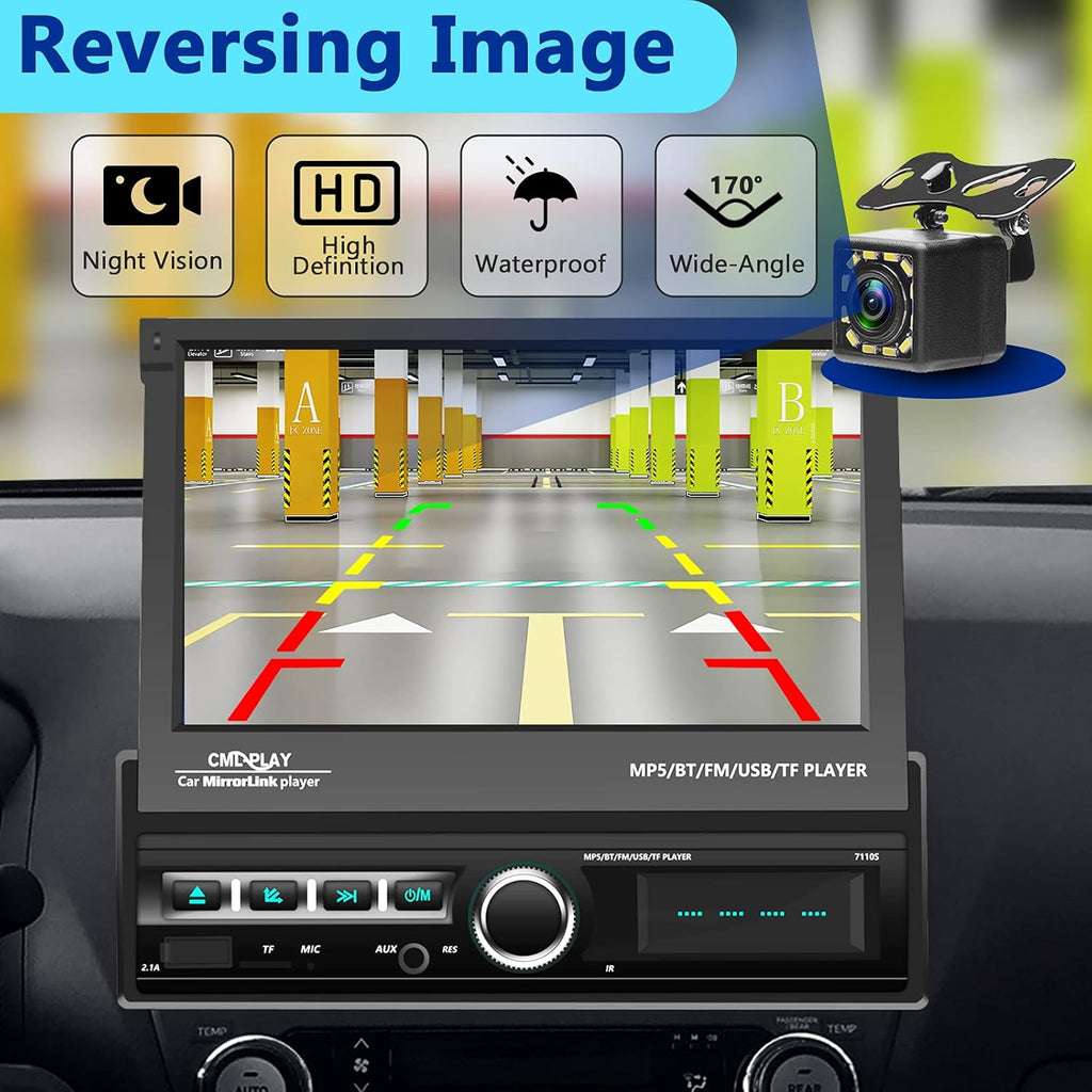 7 Inch Motorized Flip Out Touchscreen Car Stereo with Backup Camera N9491