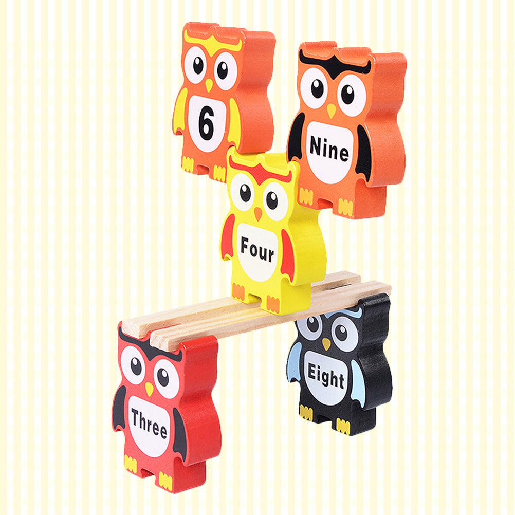 12pcs Wooden Owl Shape Stacking Blocks Toy Set R55806