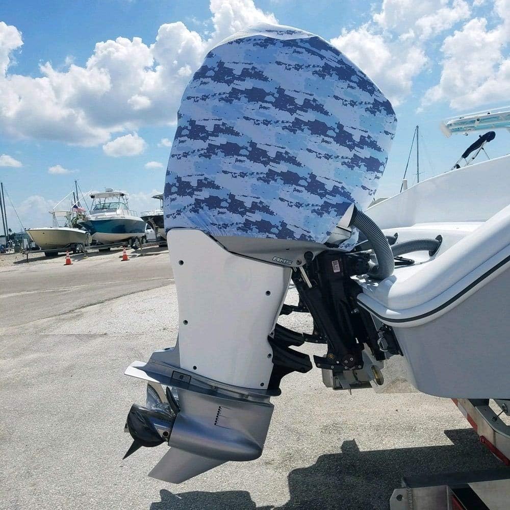 Blue Digital Camo Outboard Motor Cover U374257