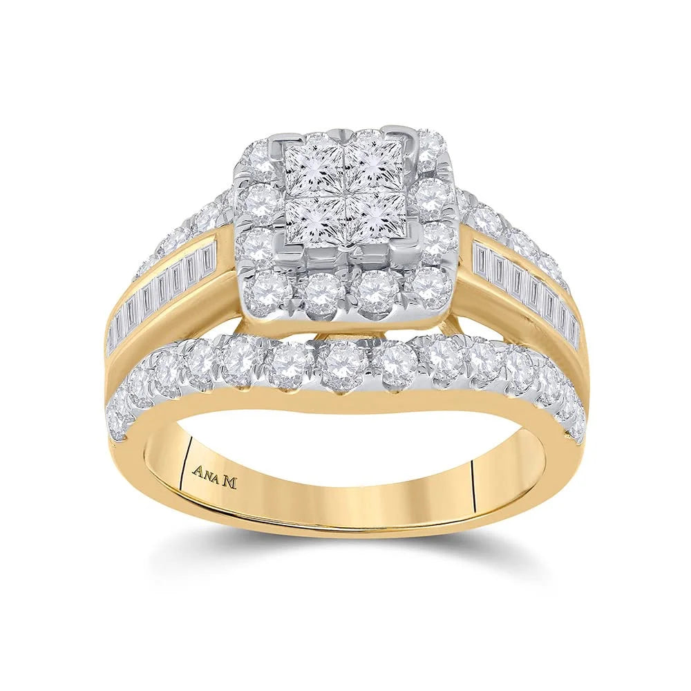14kt Yellow Gold Princess Diamond Cluster Ring Size 6 K1388