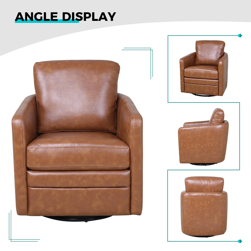 Faux Leather Swivel Accent Chair with Arms N1885