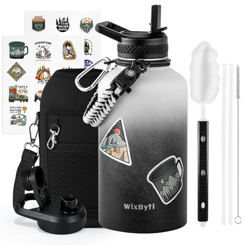 64 oz Insulated Stainless Steel Water Bottle with Straw H453438