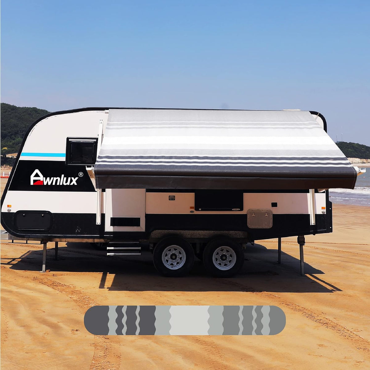Ocean Blue 12' 4-Ply Vinyl RV Awning Fabric Replacement C929