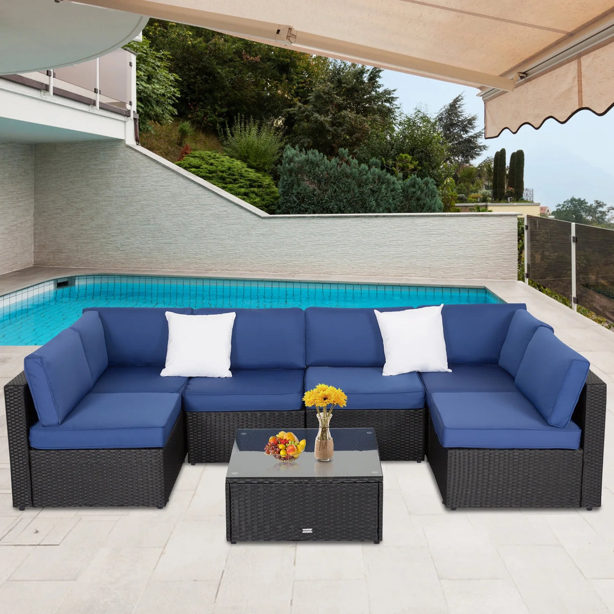7 Pc Wicker Rattan Patio Furniture Set G72716