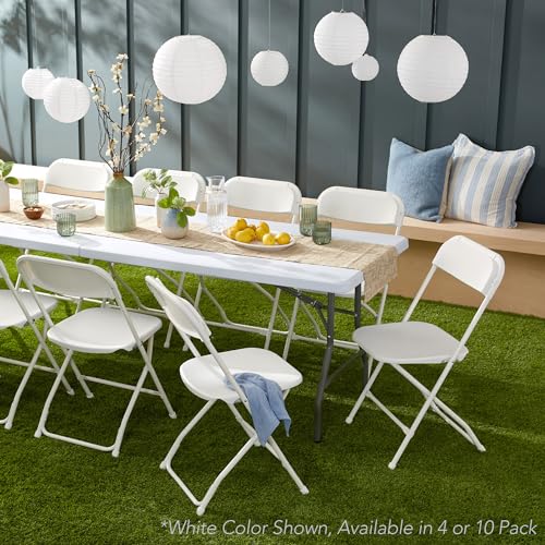 Set of 10 Black Plastic Folding Chairs with Non-Slip Feet K37920