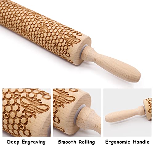 Wooden Embossed Rolling Pin G9497