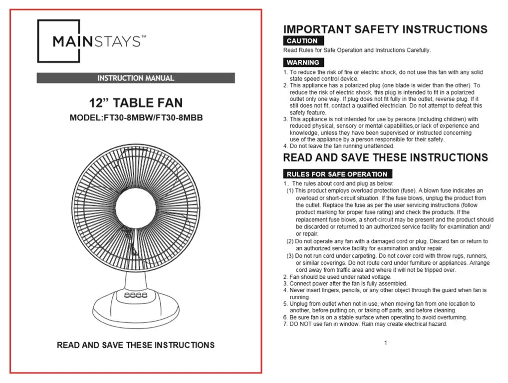 12-inch 3-Speed Oscillating Table Fan, White L99712