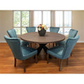 Dining Table Set with Solid Wood Round Table and 6 Chairs in Teal M24546