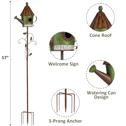 57” Metal Bird Feeder Stake with Cylinders Design D661035