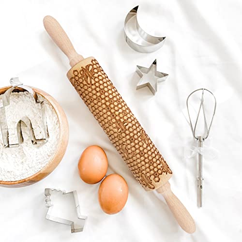 Wooden Embossed Rolling Pin G9497
