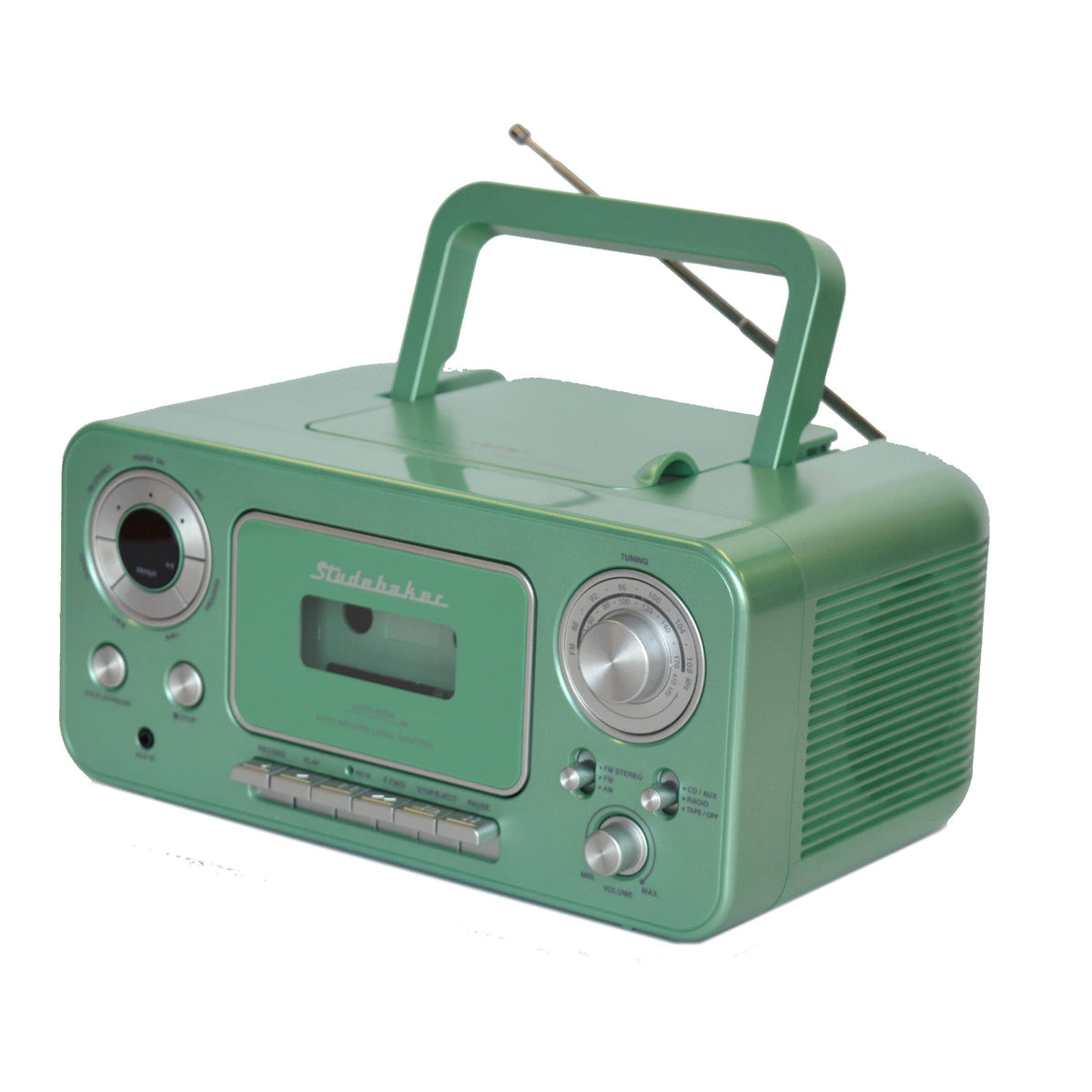 Portable Stereo CD Player with AM/FM Radio and Cassette Player Recorder Teal Silver F45512