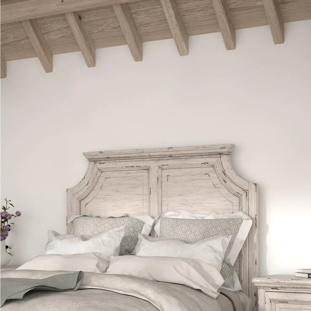 Antique White Wood King Panel Headboard H708013