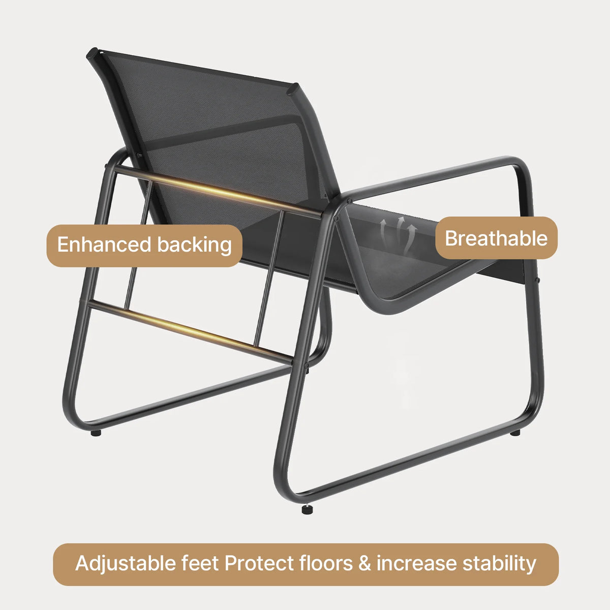 Patio Chairs Set with Glass Coffee Table and Gray Cushion K568994