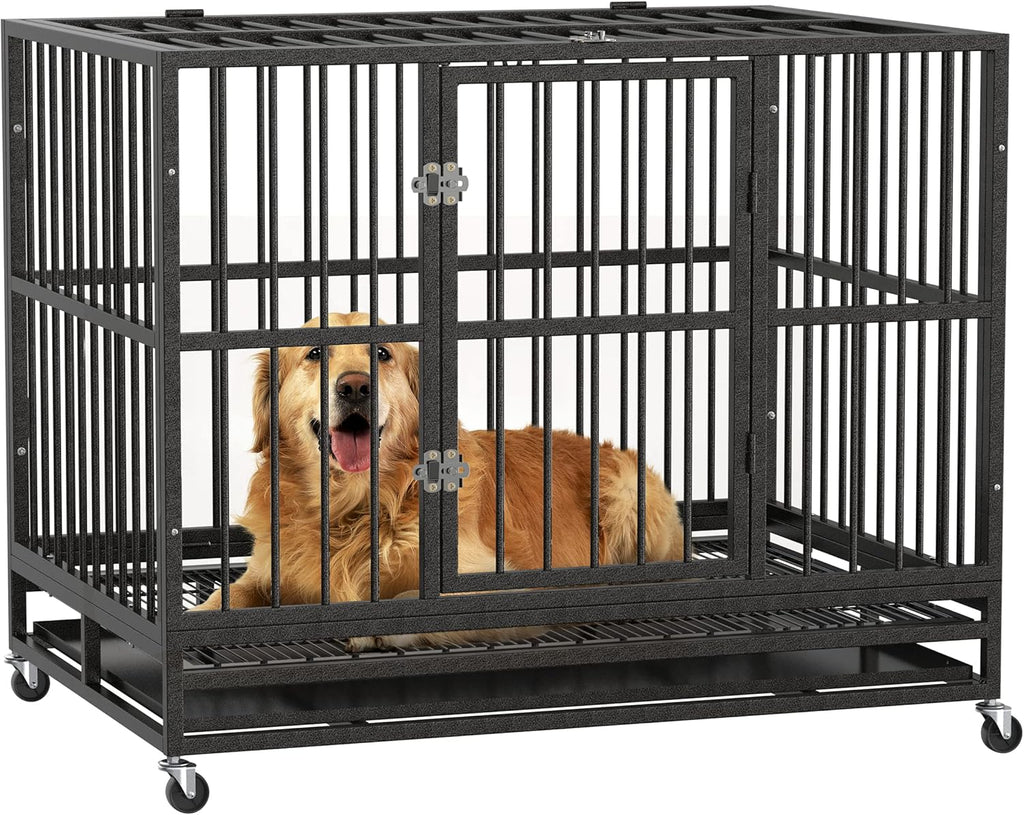 36 Heavy Duty Metal Dog Kennel and Crate, Double Door, Black F386210