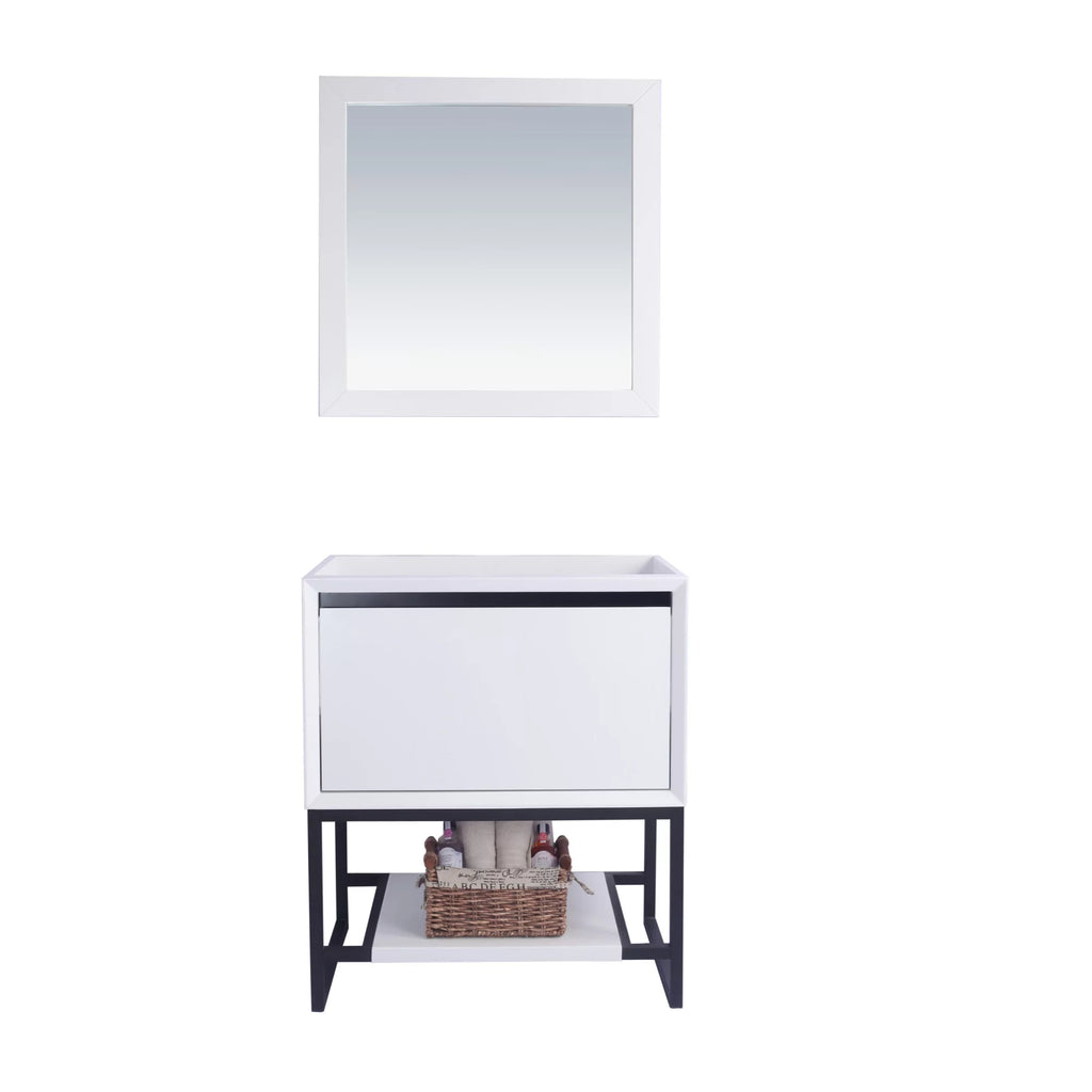 30" Oak Wood and Stainless Steel Cabinet in White E711