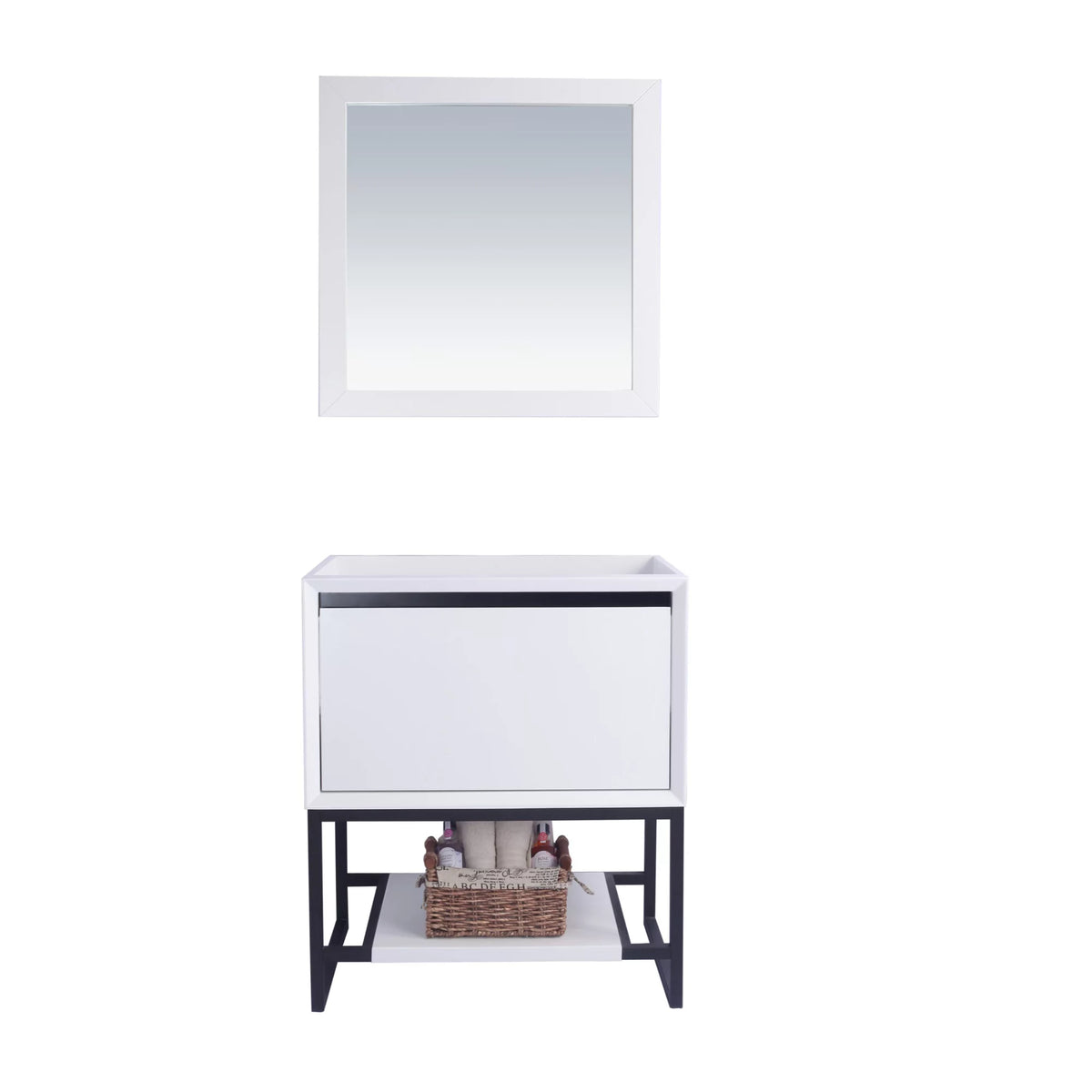 30" Oak Wood and Stainless Steel Cabinet in White E711