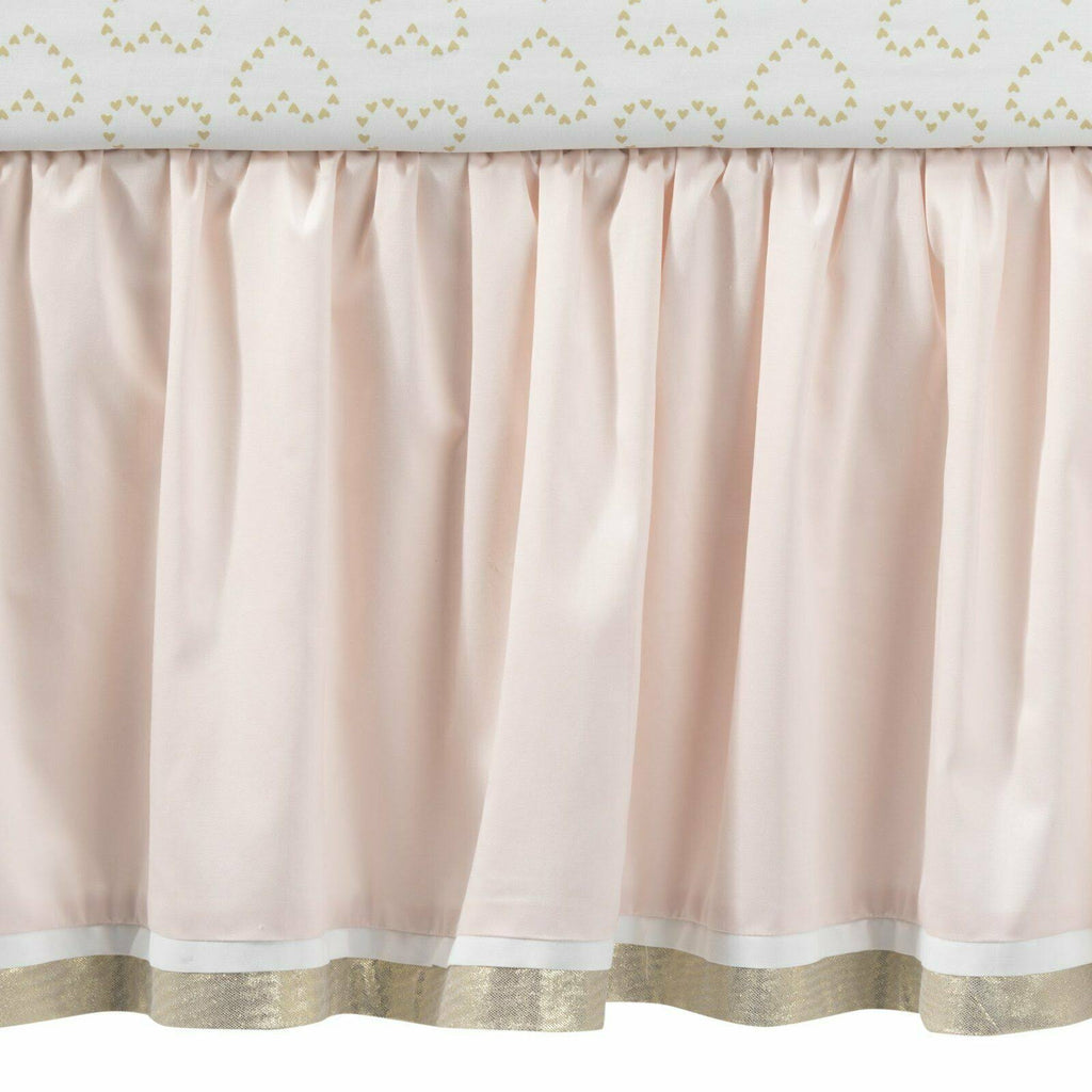 4 Piece Crib Bedding Set in Pink and White T4992