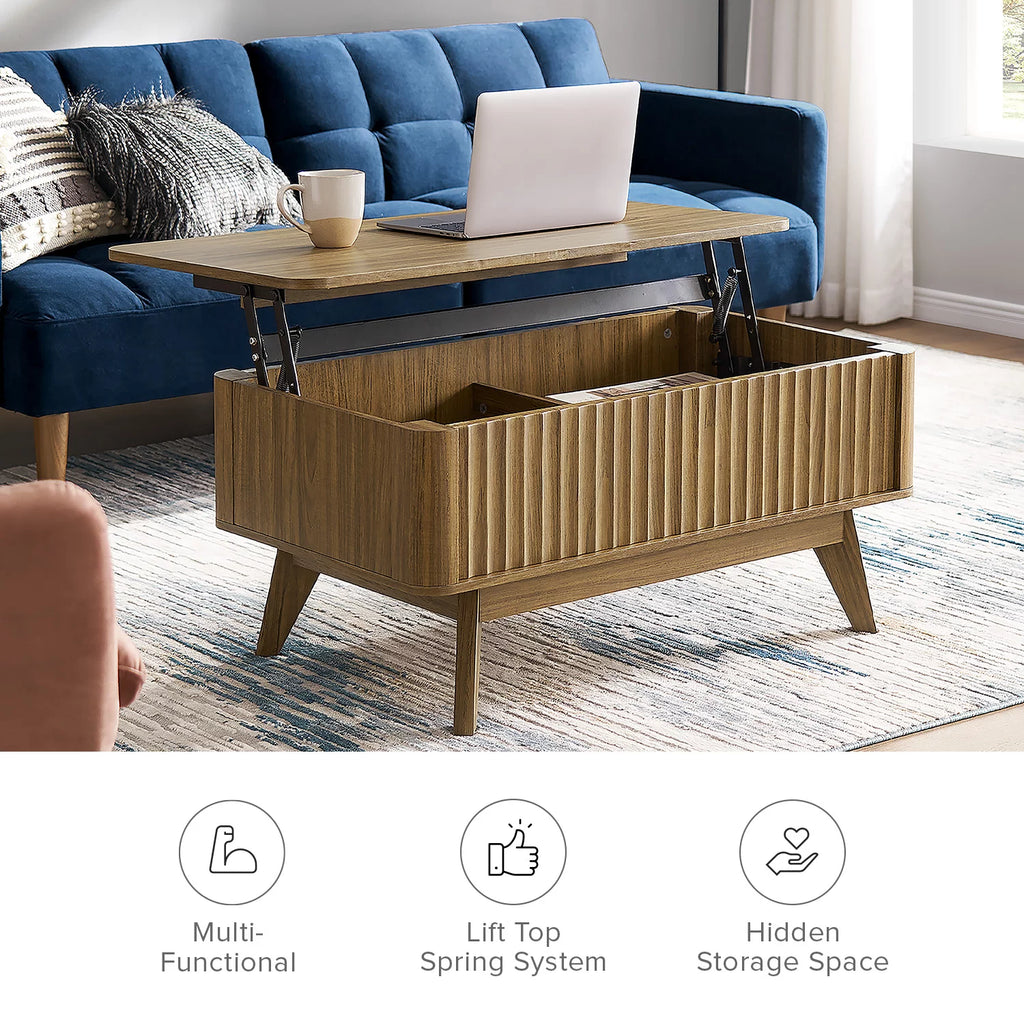Walnut Lift Top Coffee Table with Storage N6838