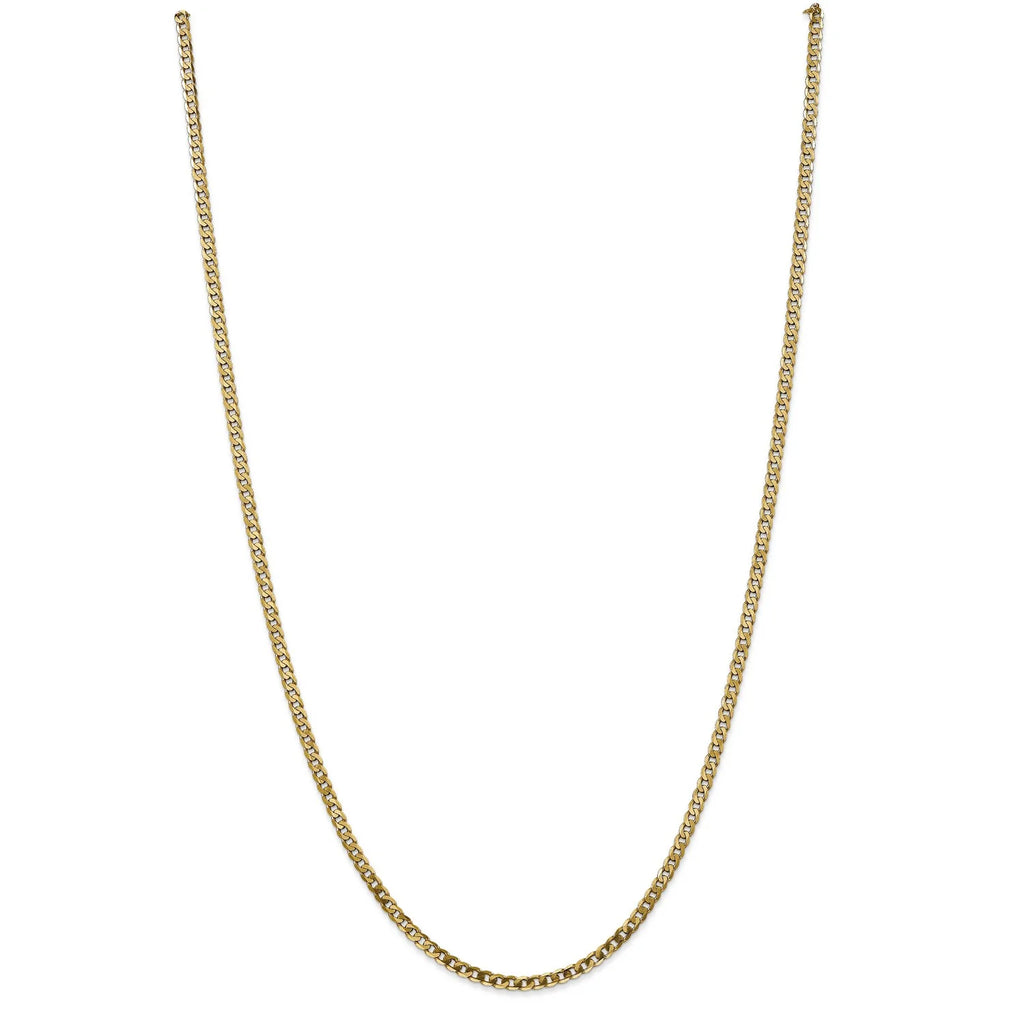 14k Yellow Gold Flat Beveled Curb Chain Necklace E6463