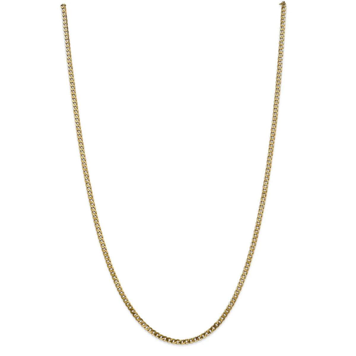 14k Yellow Gold Flat Beveled Curb Chain Necklace E6463