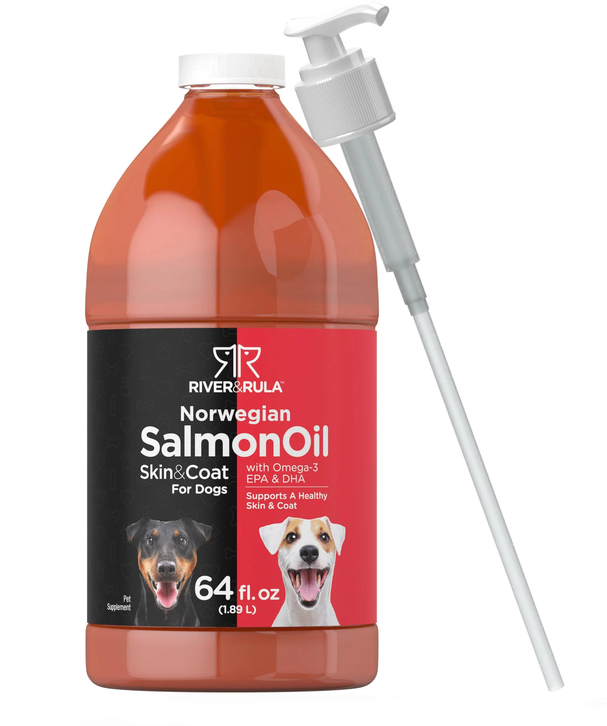 Salmon Oil for Dogs 64 fl oz with Pump Omega 3 EPA DHA Pet Supplement S349597