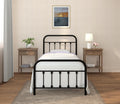 Twin Metal Bed Frame with Headboard and Footboard Black E8802