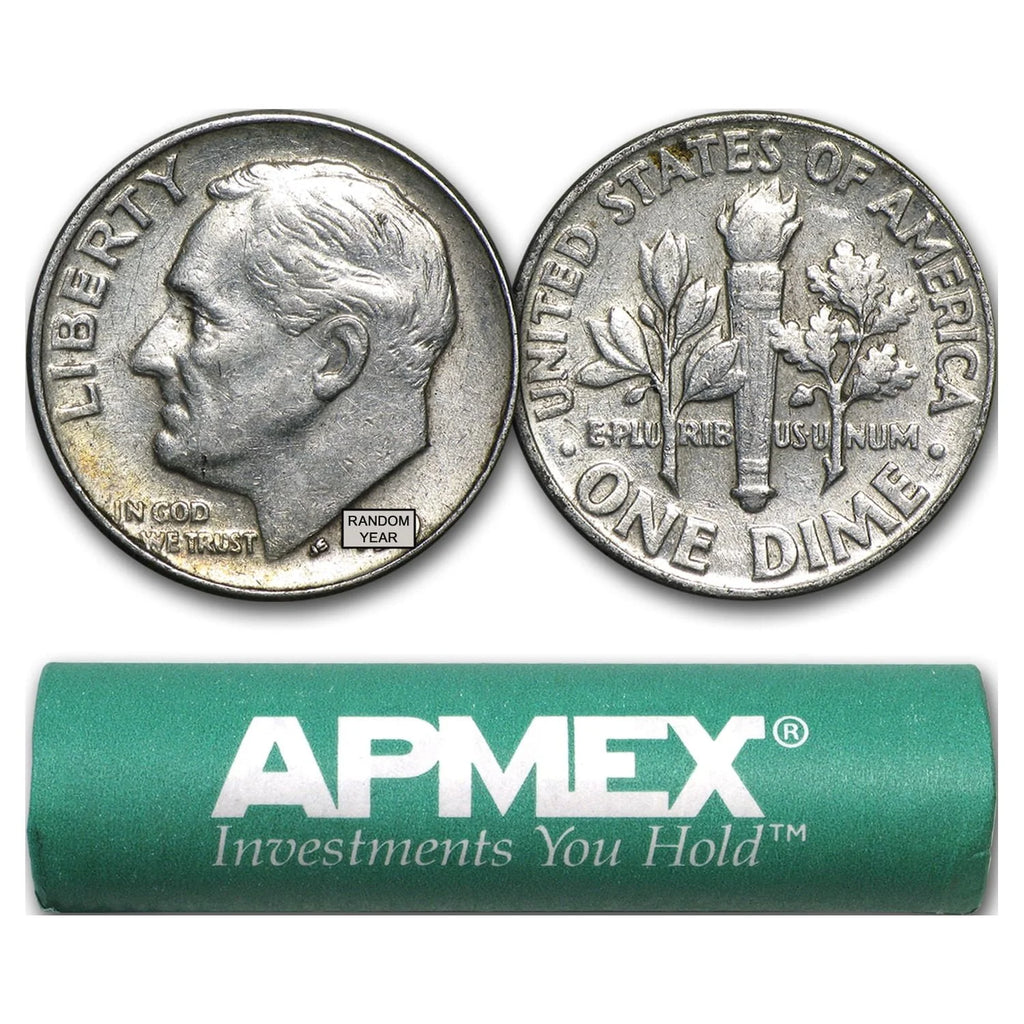 50-Coin Roll 90% Silver Roosevelt Dimes Avg Circ T26510