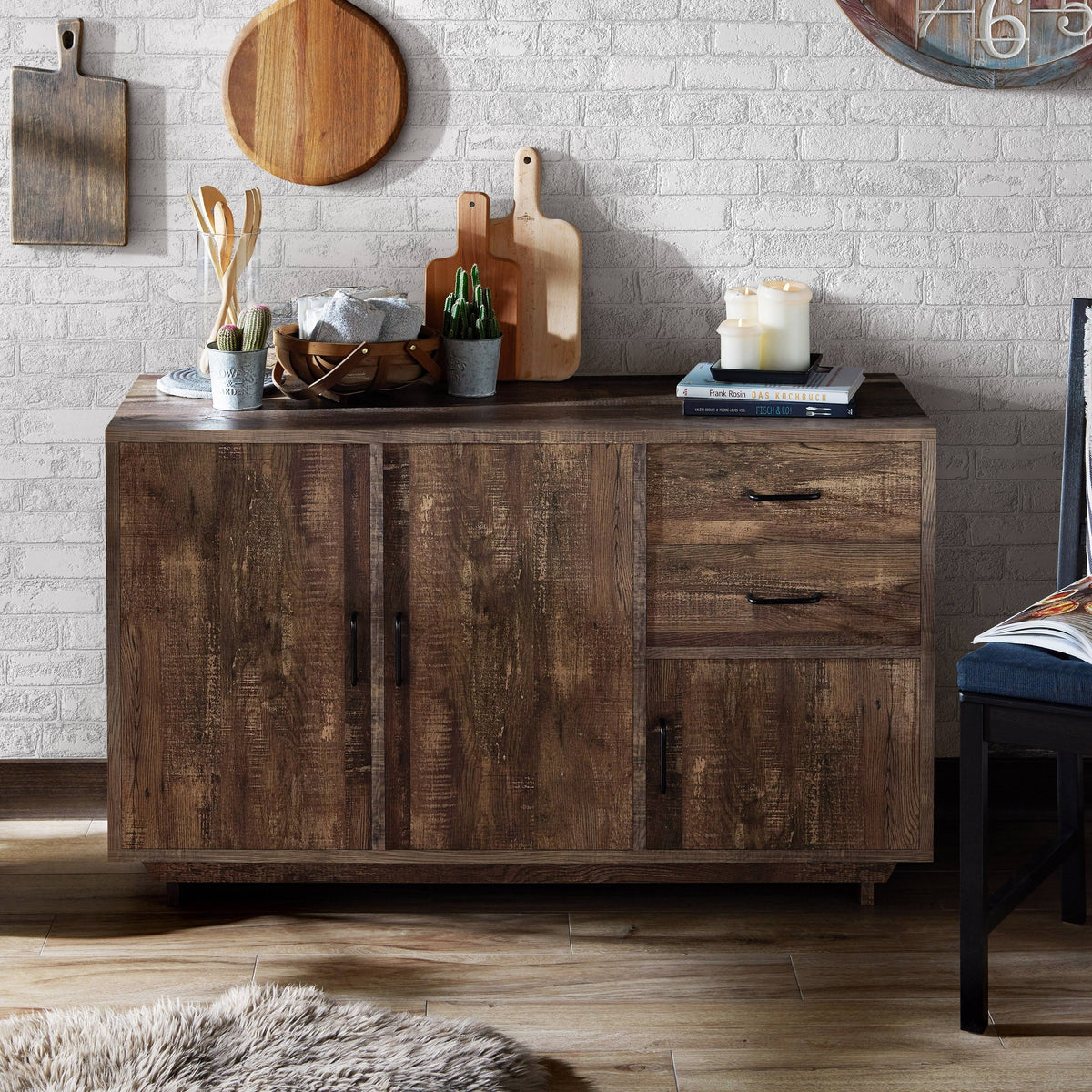 Brown Reclaimed Oak Dining Server F8795