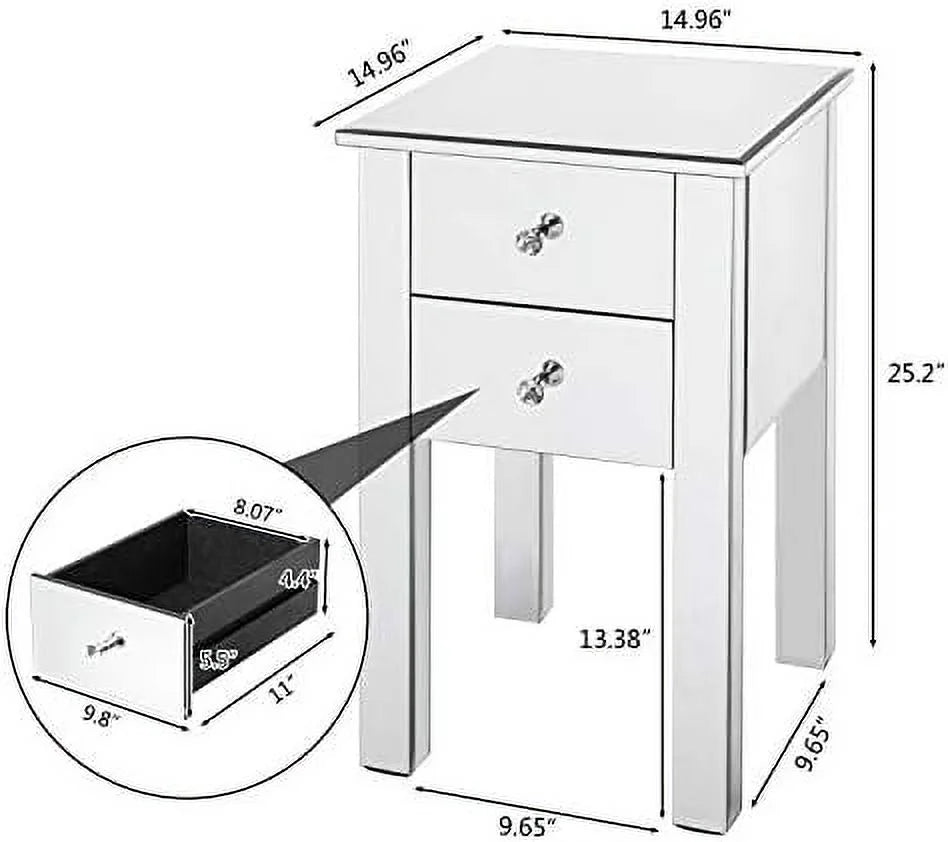 Mirrored Night Stand with Two-Drawer I53431