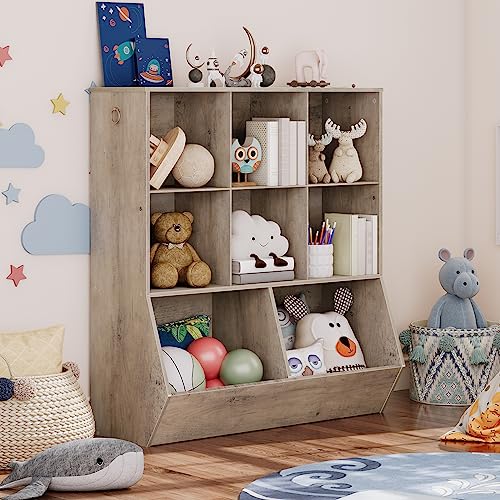 Kids Bookshelf, 8 Cubicles, Rustic Brown O91987