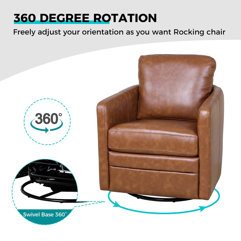 Faux Leather Swivel Accent Chair with Arms N1885