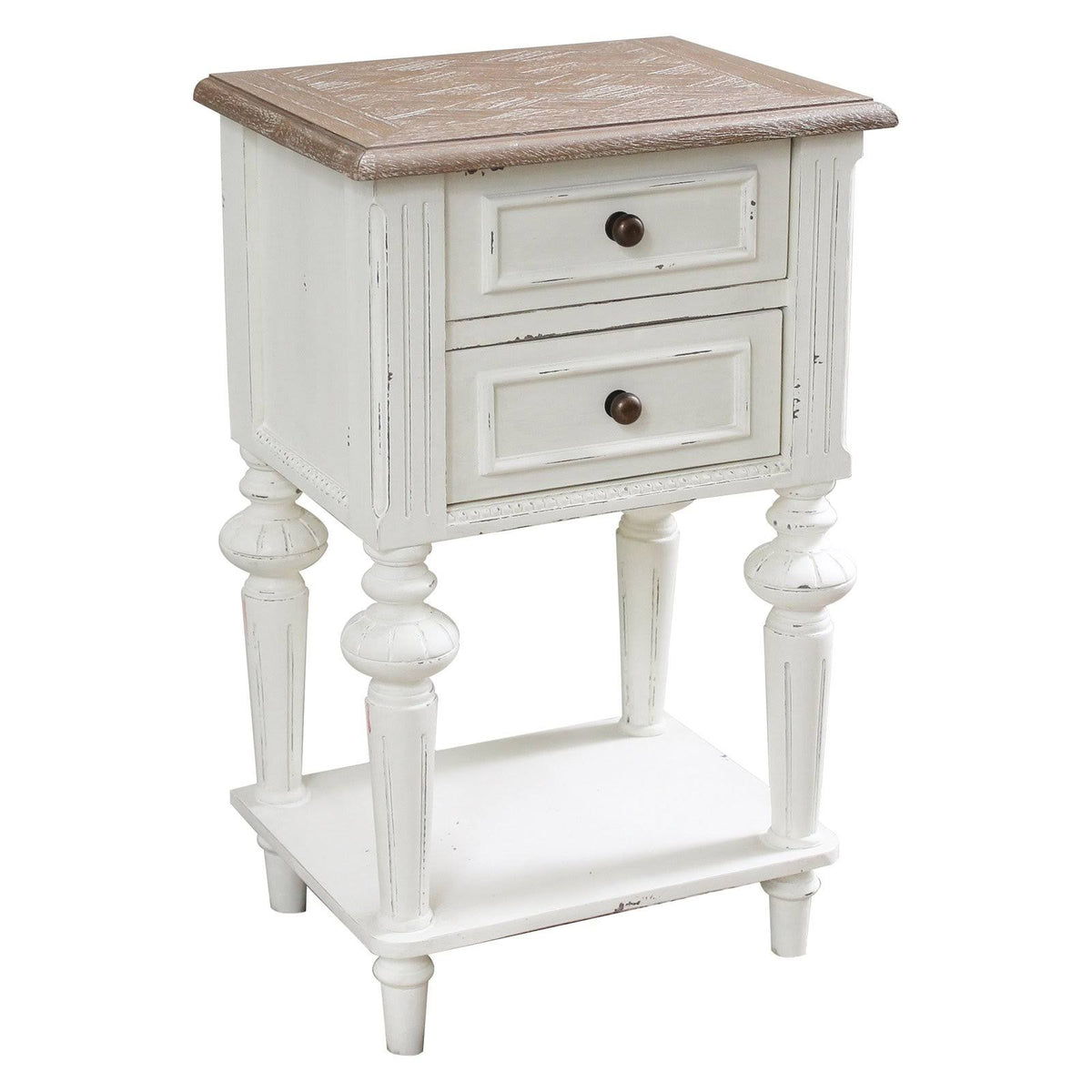 Oak Veneer Two-Drawer Side Table B873
