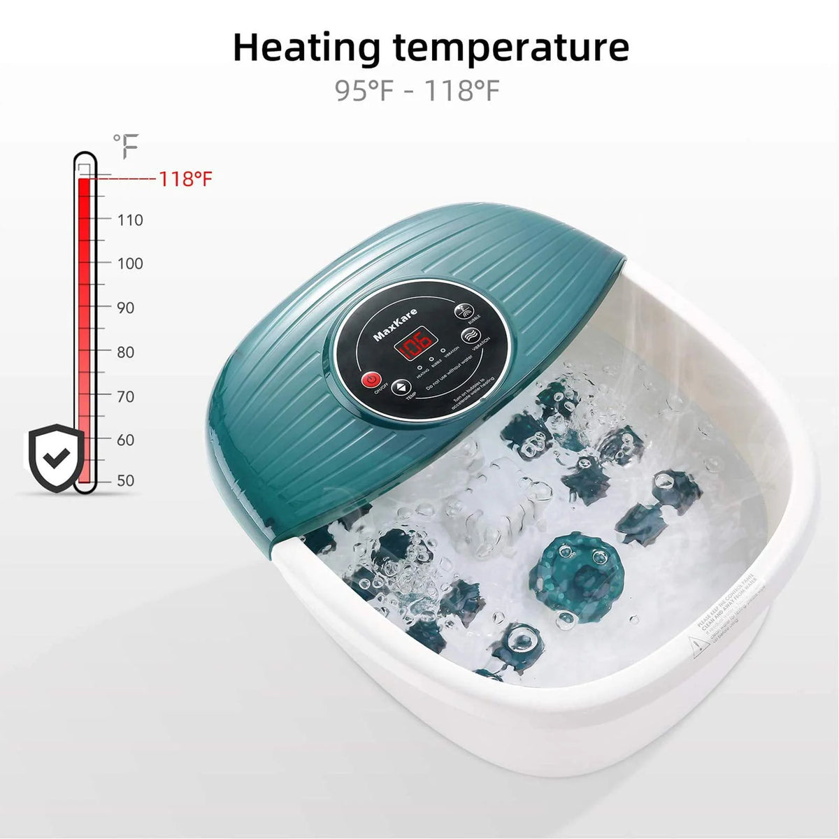 Foot Spa Bath Massager with Heat, Bubbles, Vibration, 16 Detachable Massage Rollers X4958