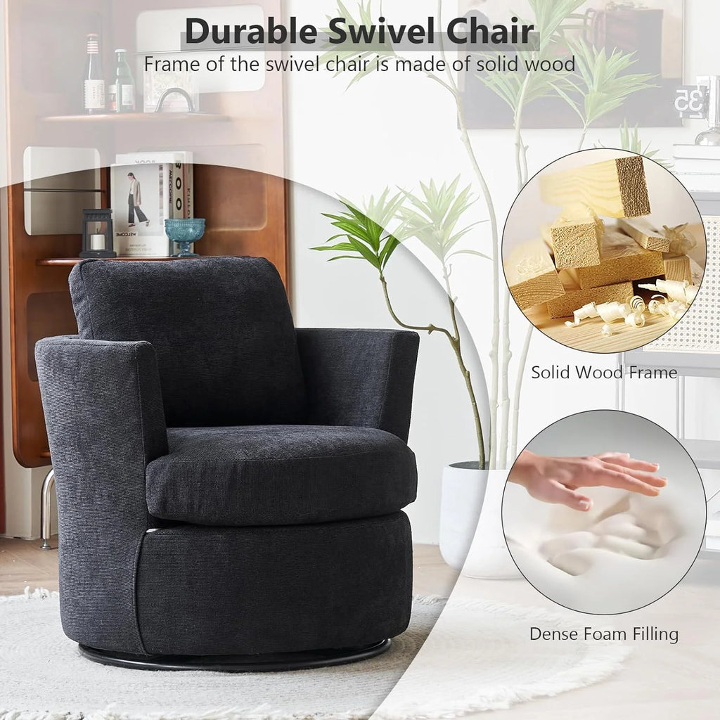 Black Upholstered Swivel Accent Chair S907504
