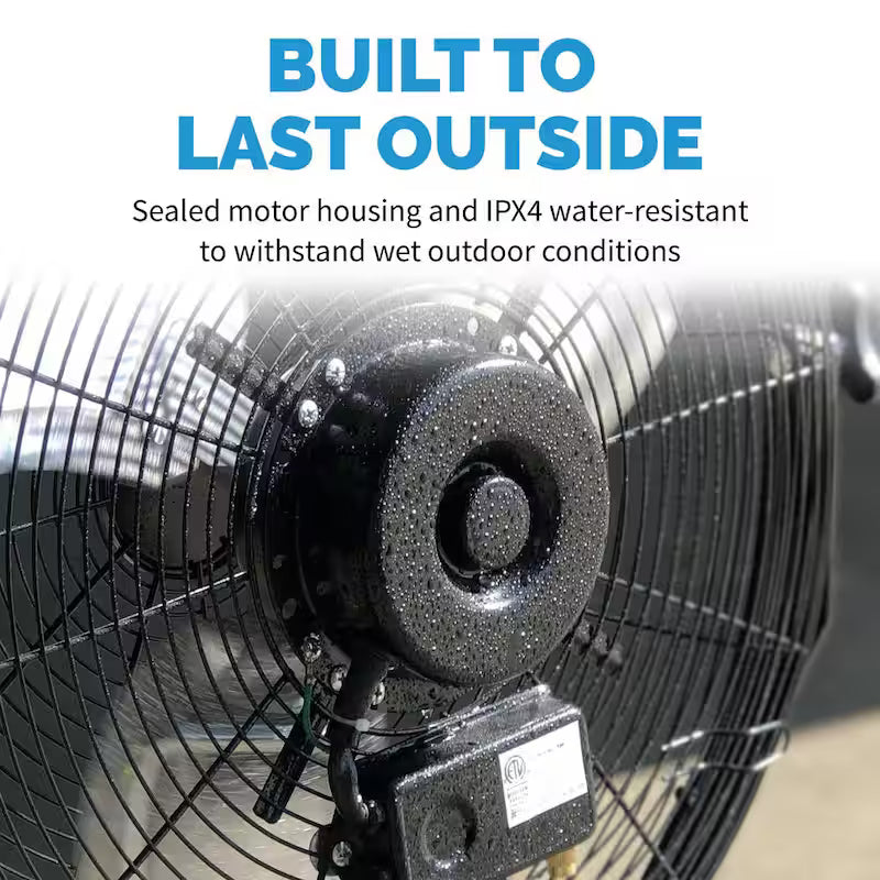 20 in. High Velocity Wall Mounted Fan with 3 Speeds and Adjustable Tilt in Black S58610