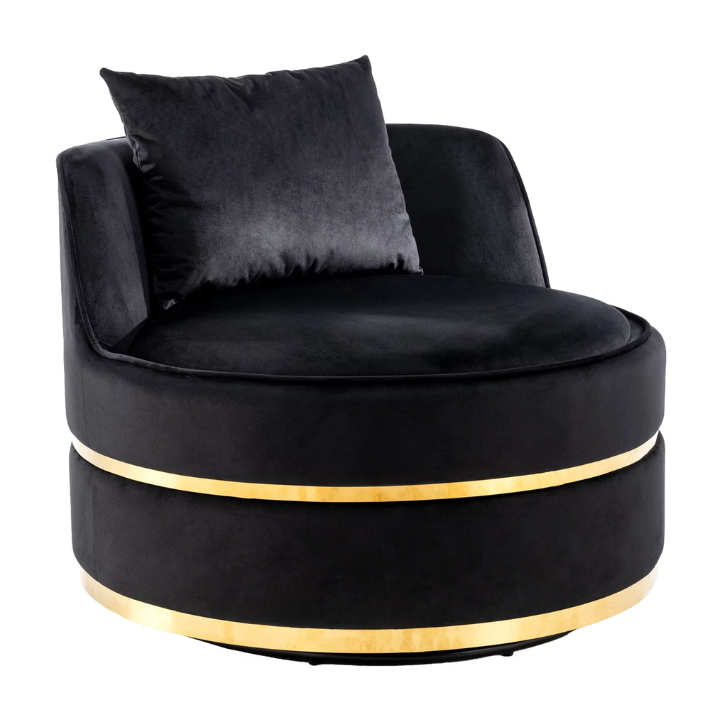 Black Velvet Swivel Barrel Chair O66248