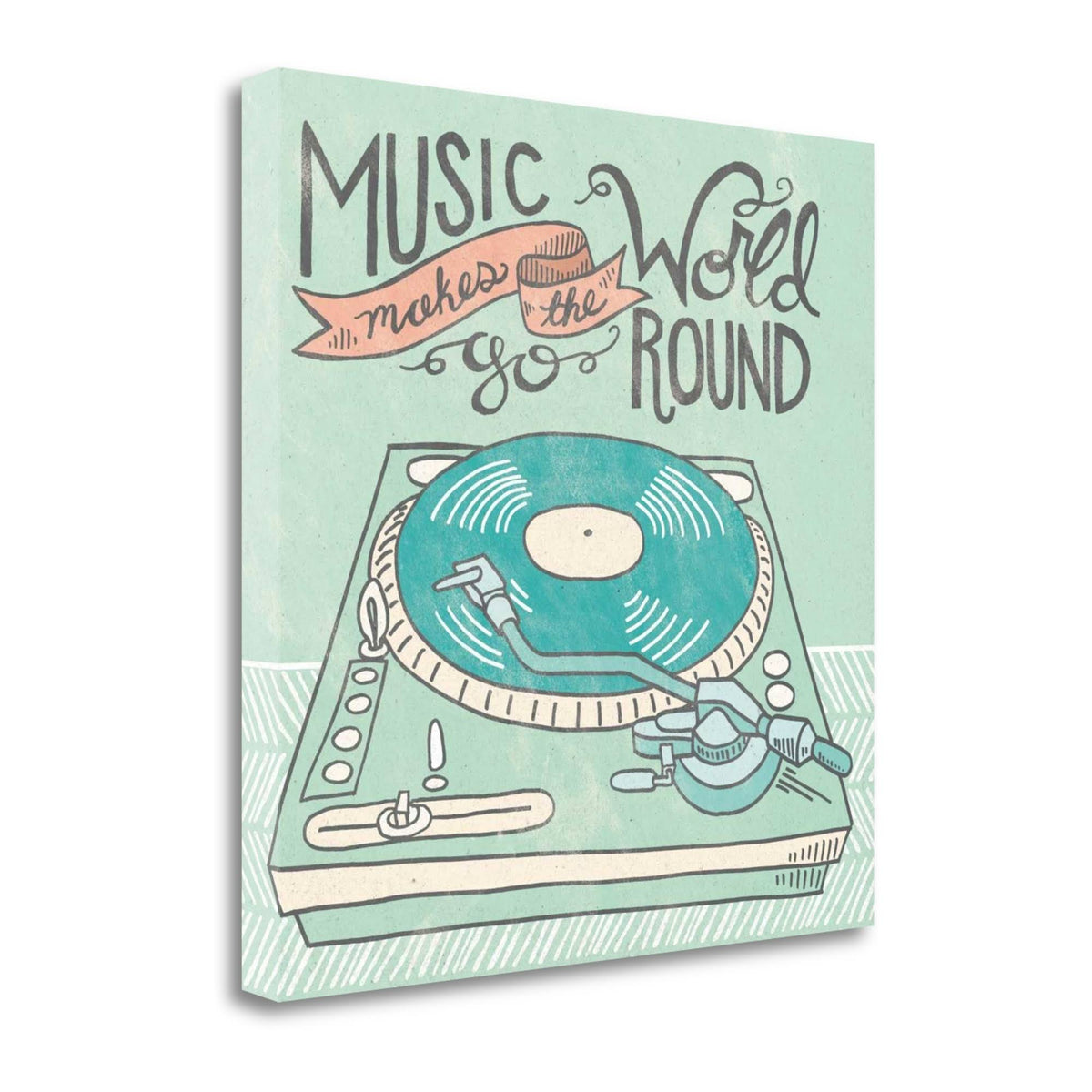 Retro Record Player Gray Giclee Print on Wrap Canvas, 20X20x22 P70416
