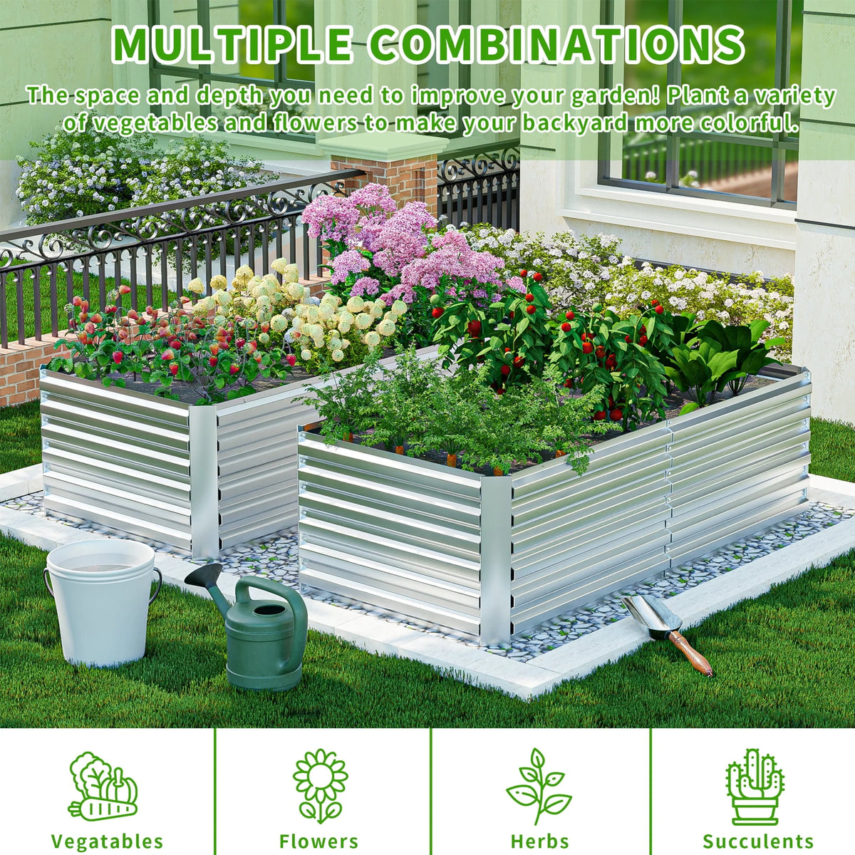 Black Metal Raised Garden Bed E175327