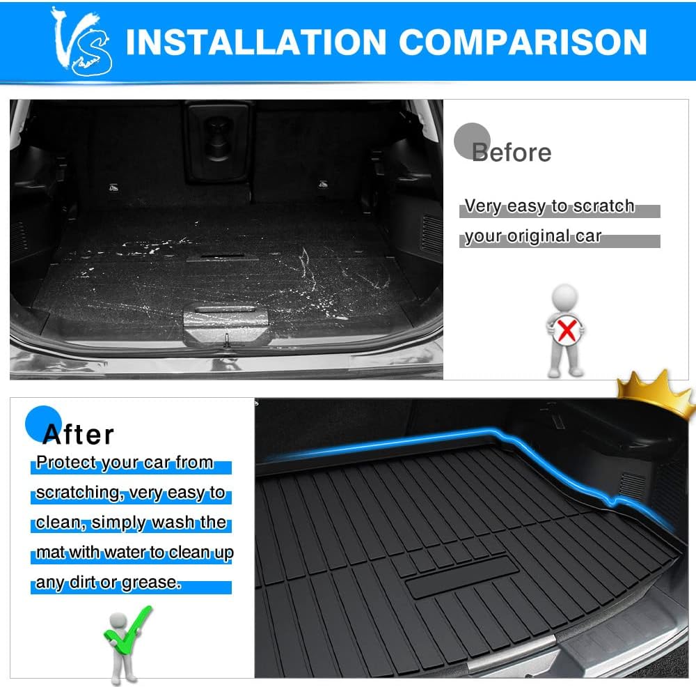 Custom Fit Cargo Liner Trunk Mat for Nissan Rogue 2014-2020 T32, Pack of 2 R258345