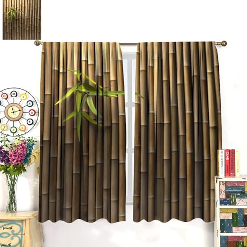Blackout Bamboo Print Curtains 52" W X 84" L H651264